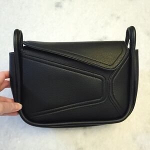 Black Geometric Unique Women's Faux Leather Handbag